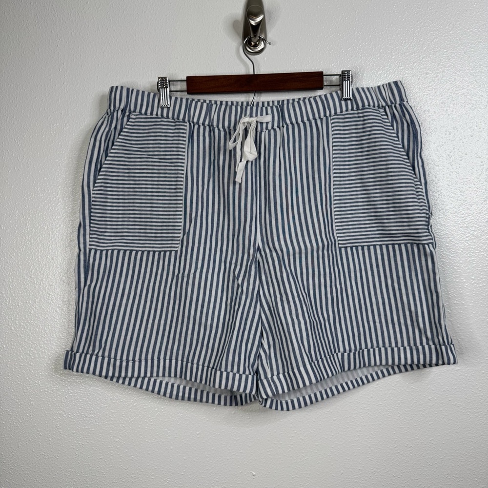 J. Jill 100% Cotton Striped Pull On Shorts Size‎ Xlarge